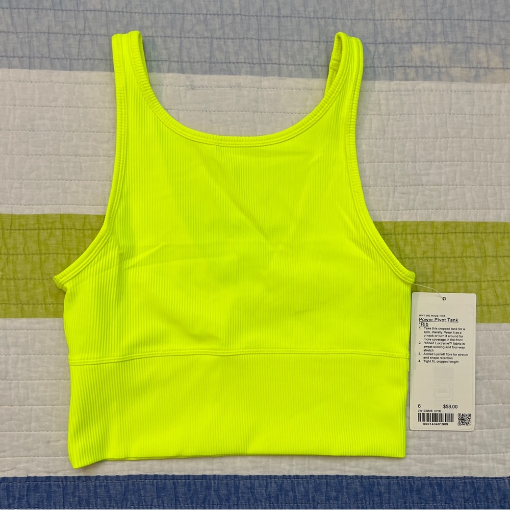 Lululemon - Ribbed Power Pivot Tank Highlight Yellow